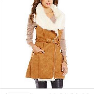 Faux fur camel and suede vest
